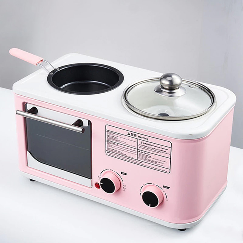 DMWD 가정용 전기 3 in 1 아침 식사 기계 미니 빵 토스터 베이킹 오븐 오믈렛 프라이 팬 냄비 보일러 음식 기선 EU