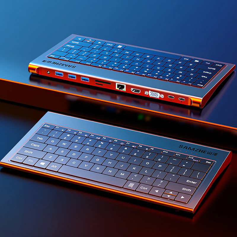 SAMZHE 키보드 독 USB C 허브 멀티 USB 3.0 HDMI 호환 MacBook Pro 13 공기 USB-C 분배기 포트 유형-C 허브