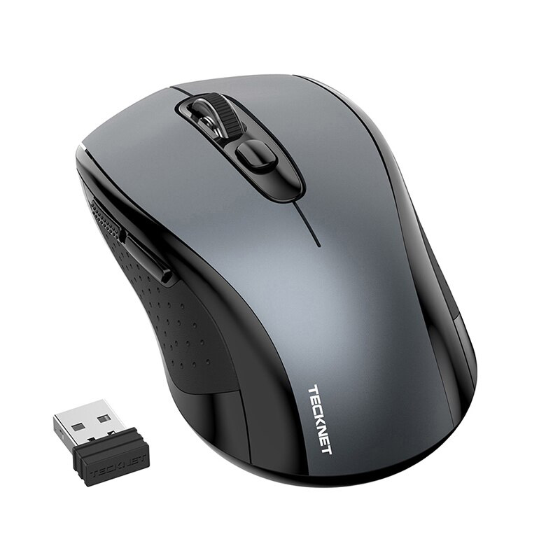 TeckNet 사운드 일반 무선 마우스 자동 마우스 2000 인치 당 점 컴퓨터 인체 공학적 마우스 음소거 USB 무선 마우스 노트북 PC 마우스