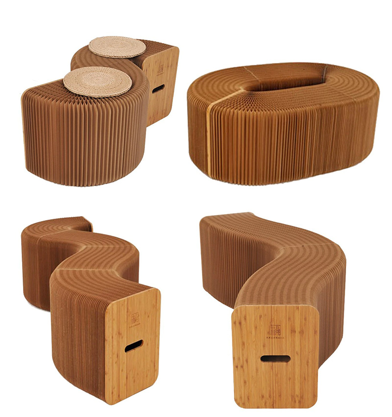 가정용 가구 Softeating Modern Design Accordin 접이식 종이 의자 소파 의자 Kraft Paper Relaxing Foot living & Dining Room