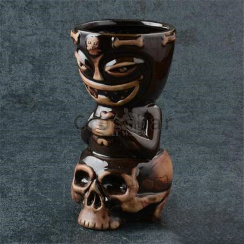 350ml-700ml 세라믹 티키 머그잔 크리 에이 티브 도자기 맥주 와인 머그잔 컵