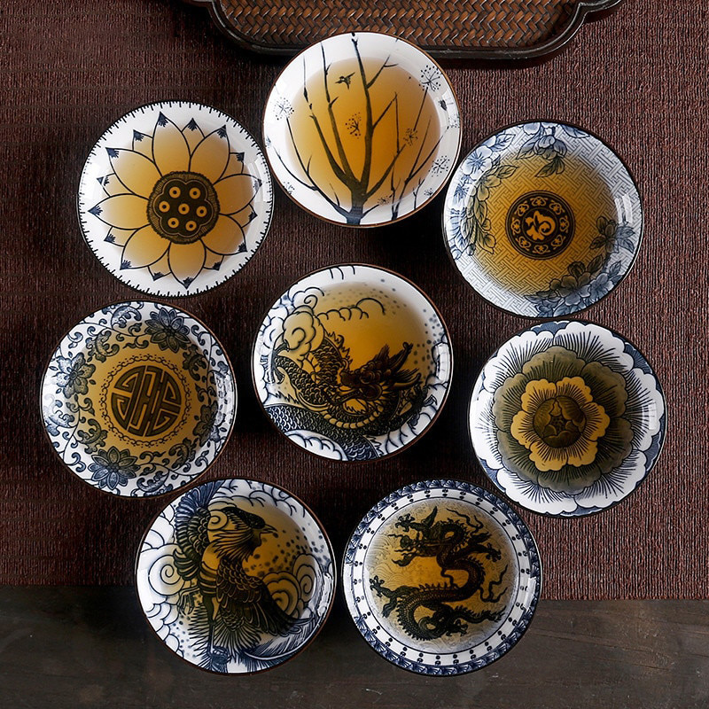 NLSLASI 중국 세라믹 차 세트 차 세트 작은 차 컵 단일 컵 파란색과 흰색 도자기 컵 개인 컵 컵 마스터 컵