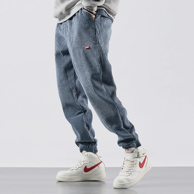 코듀로이 바지 슬림 힙합 남성 캐주얼 바지 스트리트웨어 패션 양털 조깅 한국 스타일 의류 의류 스웨트 팬츠 남성