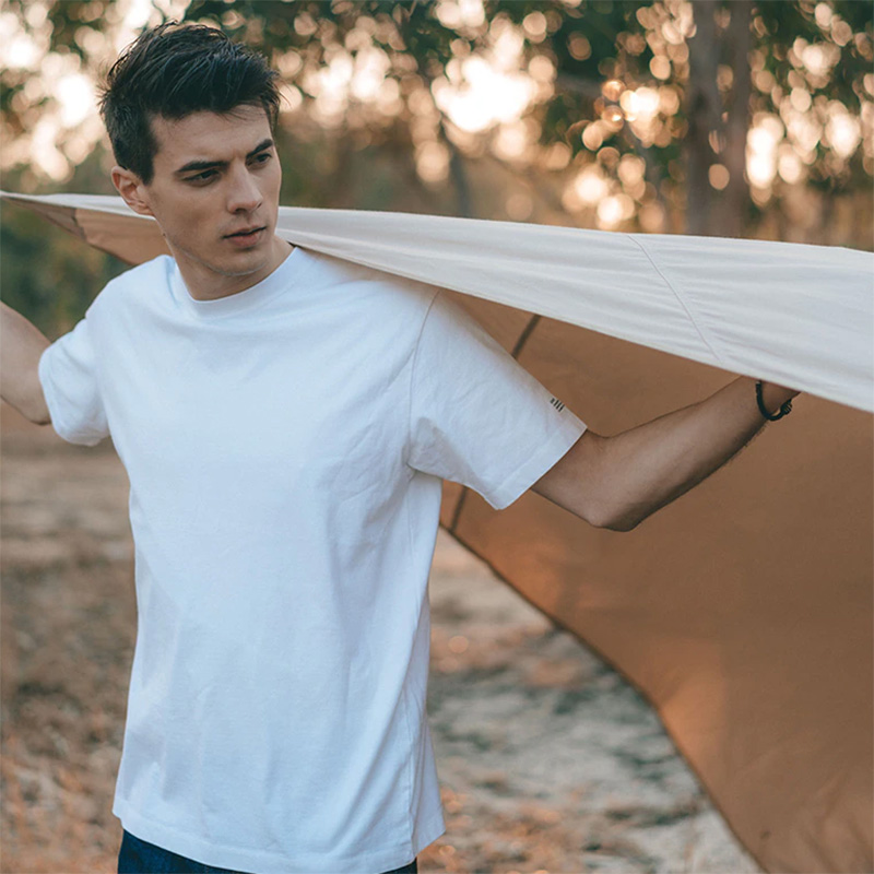 SIMWOOD 2021 Summer New 250g 100% 코튼 원단 티셔츠 남성 고품질 솔리드 컬러 드롭 슬리브 티셔츠 오버 사이즈 탑스