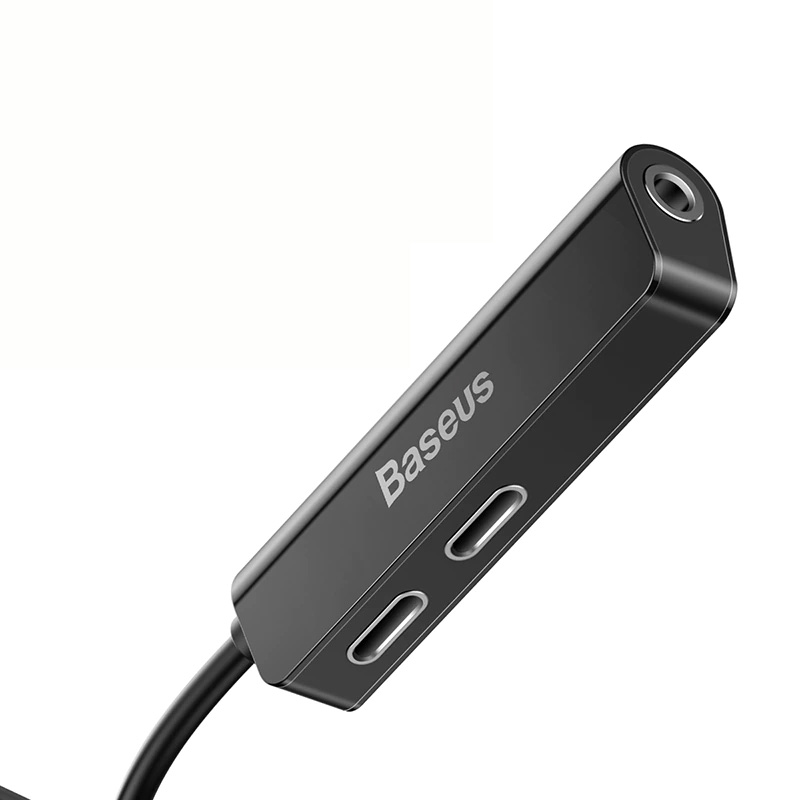 Baseus-3-in-1 수-듀얼 및 3.5mm 암 어댑터, 아이폰 L52 용 고속 충전 휴대용 고속 충전기 오디오 어댑터