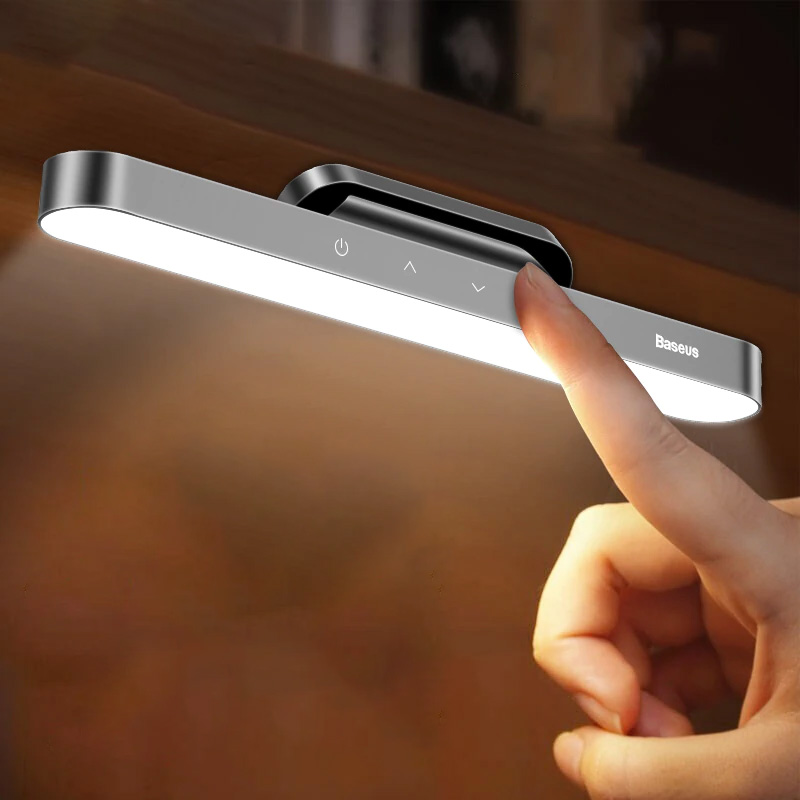 Baseus LED 테이블 램프 마그네틱 데스크 램프 교수형 무선 터치 야간 조명 연구 독서 램프 무단 조광 USB 라이트