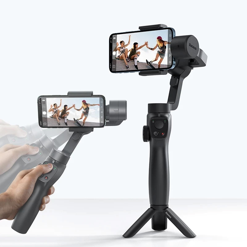 Baseus 3-Axis Handheld Gimbal Wireless Bluetooth Phone Gimbal Stabilizer Selfie Stick Tripod Gimbal Smartphone for iPhone 12 11