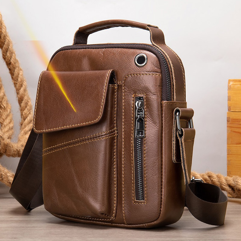 WESTAL 100% Cow Genuine Leather Bag for Men Zip Men's Shoulder Bags Man Leather Crossbody Messenger Bags Small Handbags Bolsa