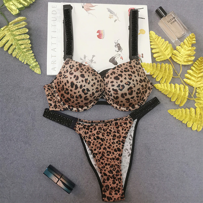 2021 New Secret Underwear Rhinestone Lingerie Bra Set For Sexy Women Push Up  Hot Bikini Thong Panties Adjustable Bra Set Letter