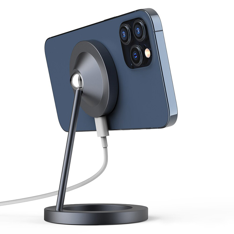 15W 마그네틱 아이폰 12Pro Max 미니 무선 데스크탑 고급 금속 충전 스탠드 회전 360