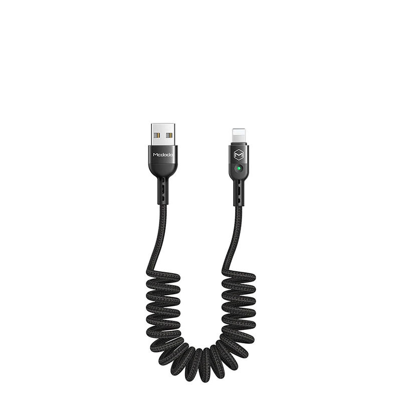 Mcdodo-USB 케이블 스프링 연장 유선 충전기 코드, 아이폰 12 11 프로 XS 맥스 XR X 8 7 고속 충전 PD 전화 LED 데이터 케이블