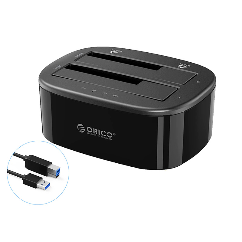 ORICO 듀얼 베이 HDD 도킹 스테이션, 오프라인 클론 SATA to USB 3.0 HDD 클론 도킹 스테이션, 2.5/3.5 ''ssd HDD 인클로저