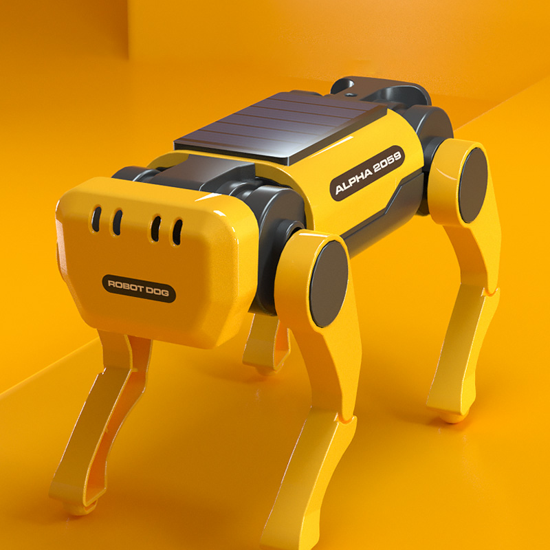Diy 새로운 네 발 달린 생체 공학 스마트 로봇 개 장난감 줄기 태양 전기 기계 개 교육 조립 과학 기술 퍼즐 장난감