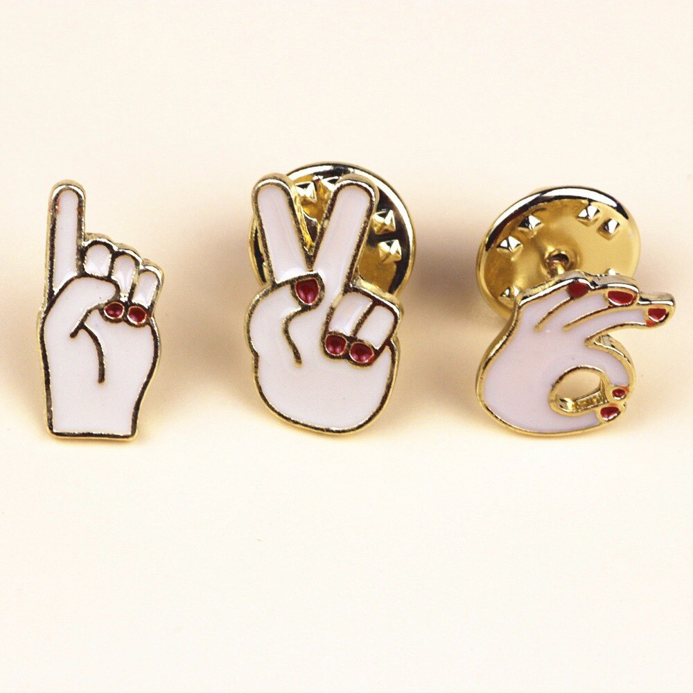손가락 제스처 브로치 핀