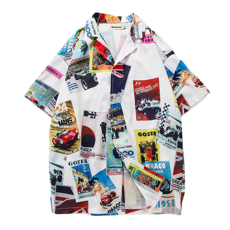 Printed Turn-down Collar Men's Shirt