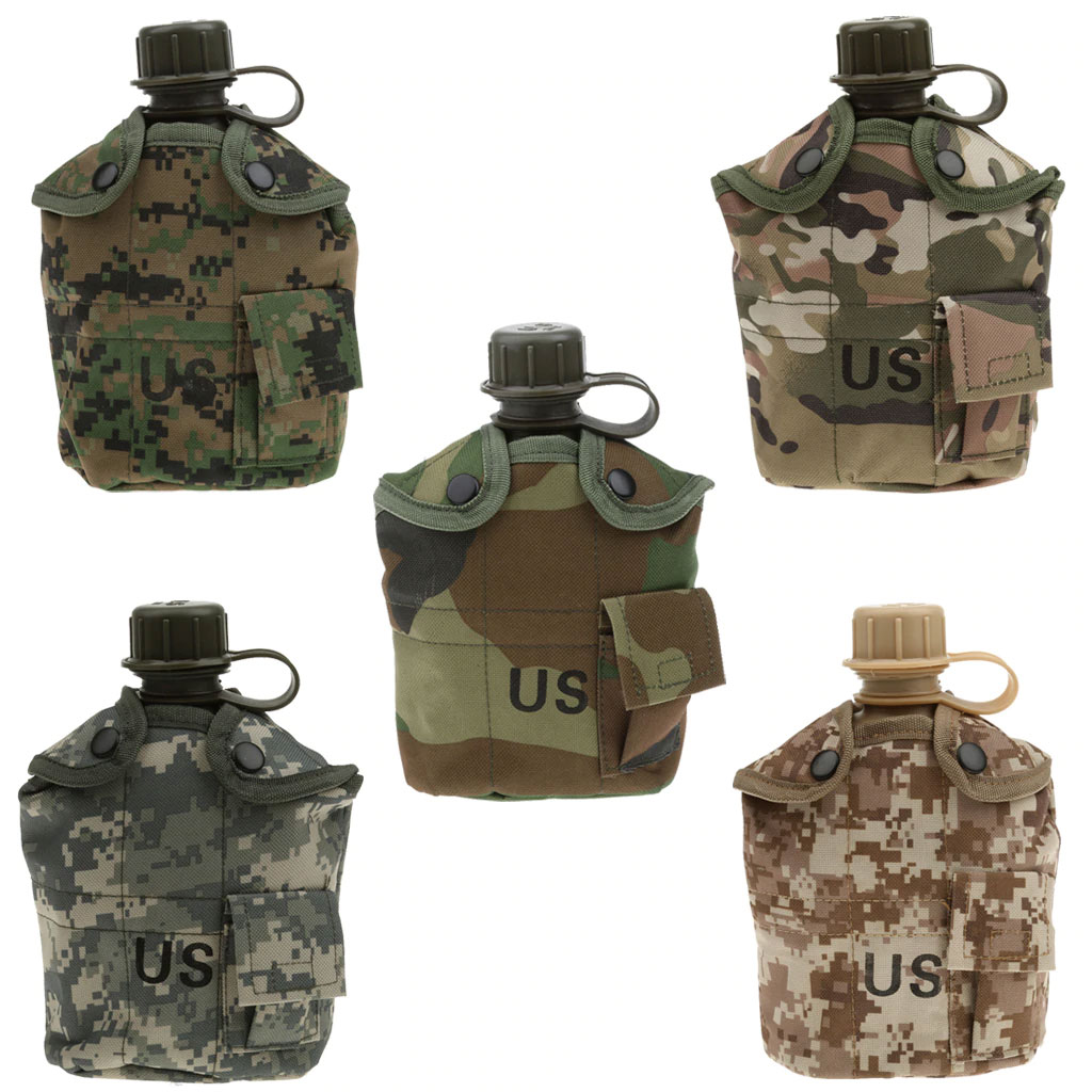 Outdoor 1L Military Camping Army Water Bottle With Pouch Tactical Gear Pouch for Camping Hiking Survival Climbing Accessories