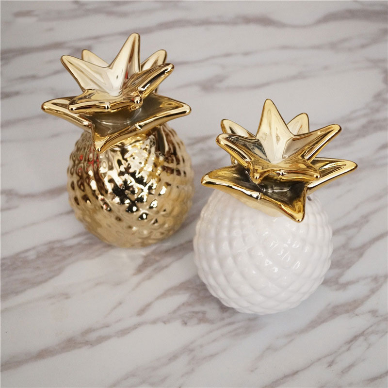 BUF Ceramic Pineapple Piggy Bank Cute Kids Gift Home Decoration Cash Coin Saving Box Creative House Money Box Pineapple Ornament