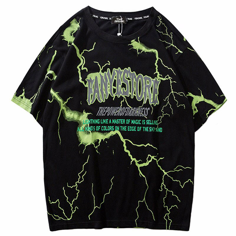 2019 T Shirt Mens Hip Hop Dark Lightning Tshirt Streetwear Summer Cotton Harajuku T-Shirts Short Sleeve Tops Tees Street Wear