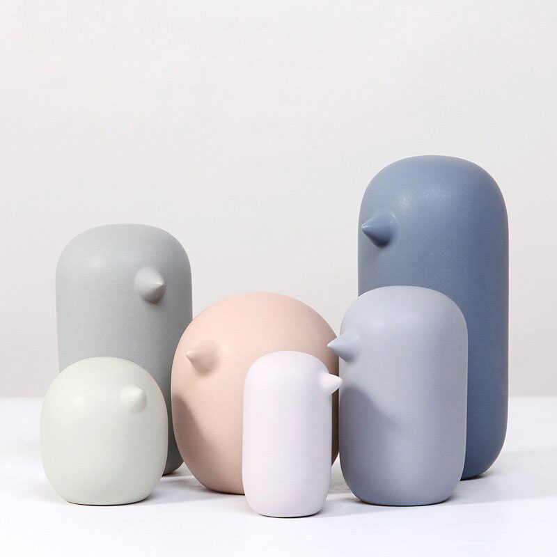 북유럽 현대 추상 조류 인형 홈 장식 액세서리 세라믹 귀여운 매트 빛 색상 좋은 새 장식 패션 선물
