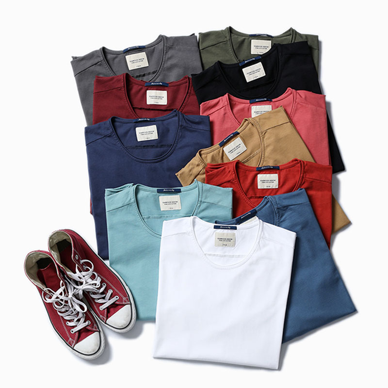 spring long sleeve t shirt men causal fashion young 100% cotton T Shirts Tops Tees Plus Size TL3505