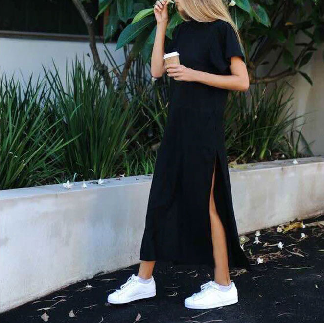 Maxi T Shirt Dress Women Summer Beach Boho Sexy Party Vintage Bandage Knitted Bodycon Casual Slit Black Long Dresses Plus Size