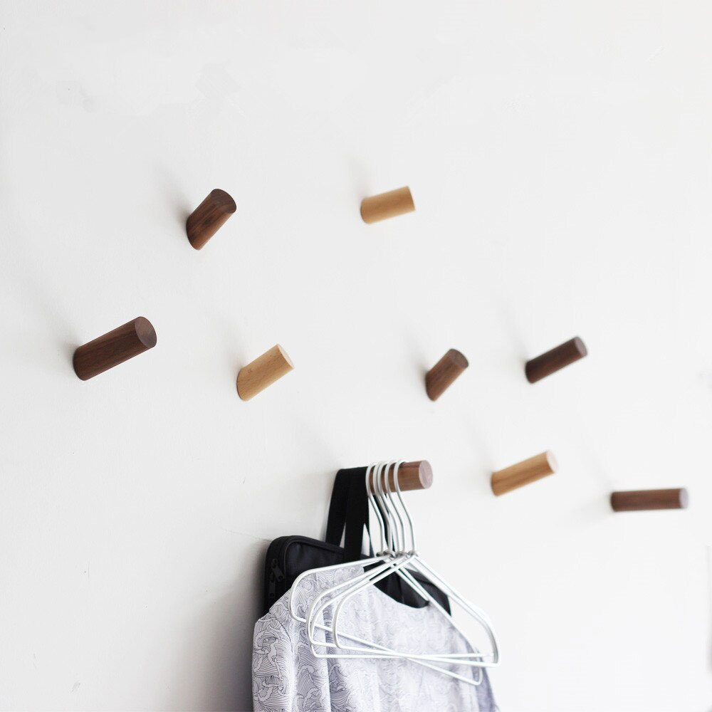 Pure natural wood wall hanger Natural wood Wall robe hooks home decoration Solid oak wood beech wood hooker Rural wall design