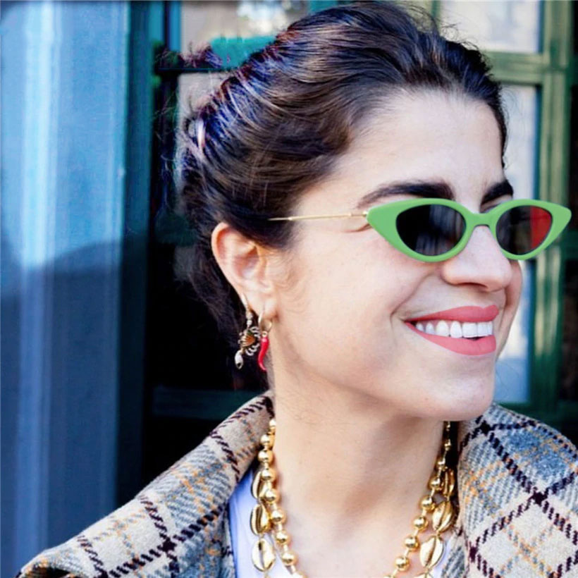 YOOSKE Women Small Cat Eye Sunglasses Classic brand Designer Oval Metal Frame Sun Glasses For Female Male Shades