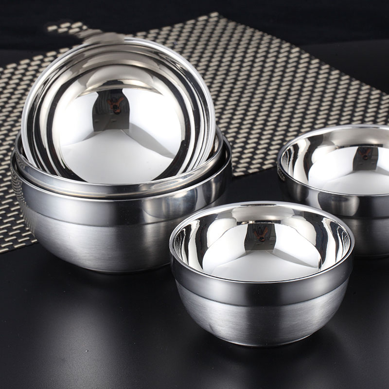 WORTHBUY Chinese 304 Stainless Steel Rice Bowl With Lid Kitchen Leak-Proof Soup Fruit Salad Bowl For Food Storge Container