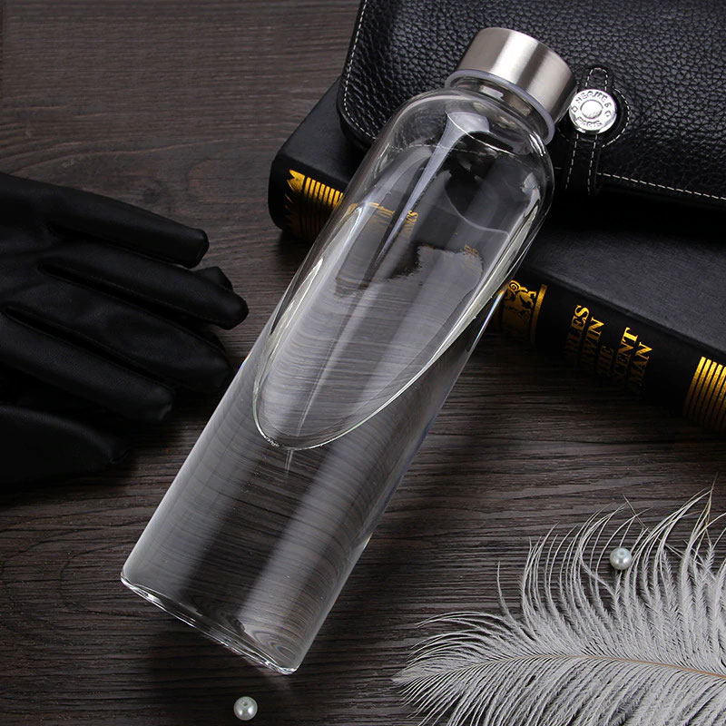 Glass Water Bottle with protective bag Travel Drinkware Portable Bottle Transparent Bottle for Water Tea Glass Sport Bottle
