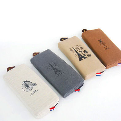 1pcs Retro and classic design practical tool Canvas Paris Pencil Pen Case pencil bag Makeup Coin Pouch Zipper Bag 4 patterns