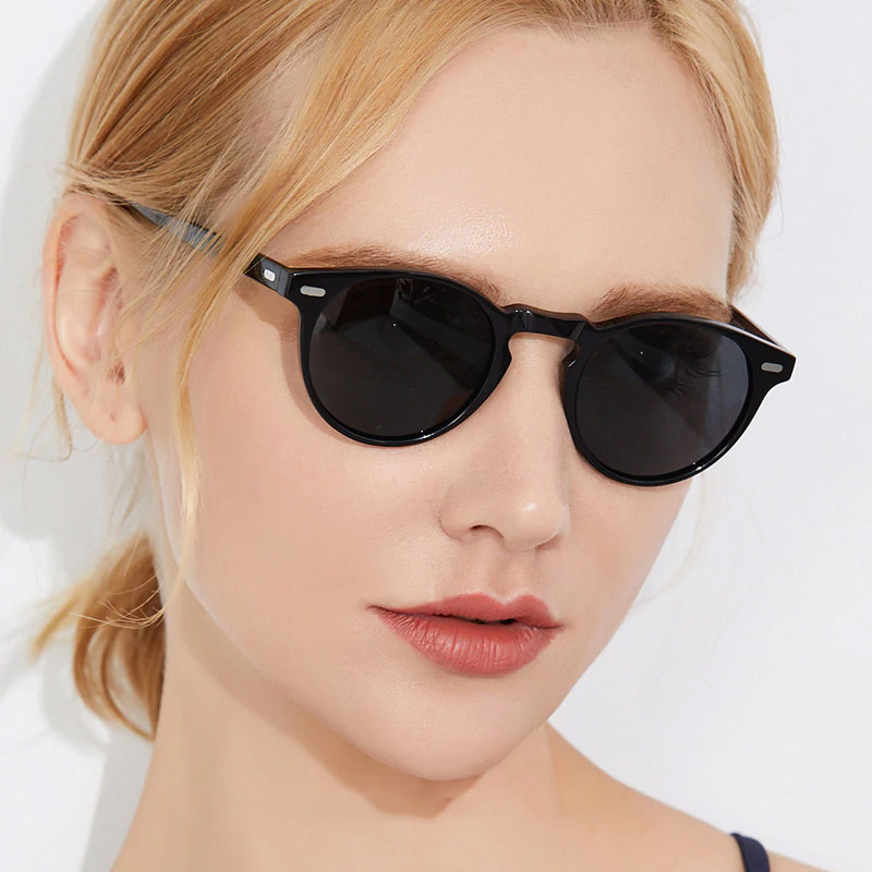 Acetate Polarized Sunglasses Men High Quality Fashion Vintage Retro Round Sun Glasses for Women Brand Design Goggles Sunglass