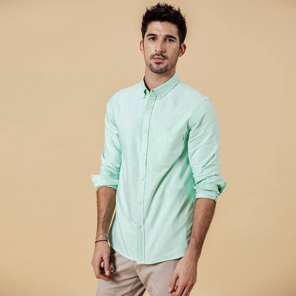 SIMWOOD spring winter Men Shirts New 2020 Fashion 100% Pure Cotton basic Slim Fit Plus Size Brushed Oxford Shirts  180569