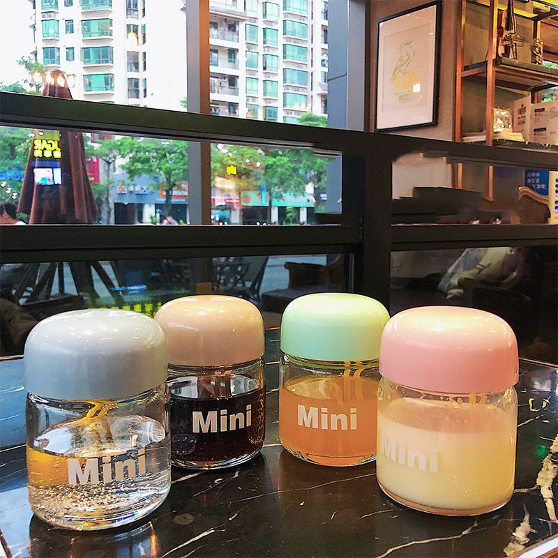 150ML Small Glass Water Bottles Portable Cute Mini Heat Resistant Water Cup For Kids Student Drinking Bottle With Hand Rope Cups