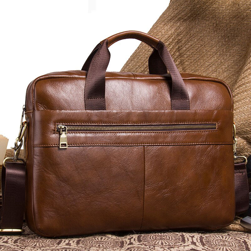 CONTACT'S NEW Business Genuine Leather Men Briefcase Cowhide Men's Messenger Bags For 14" Laptop Male Bag Luxury Brand Handbag