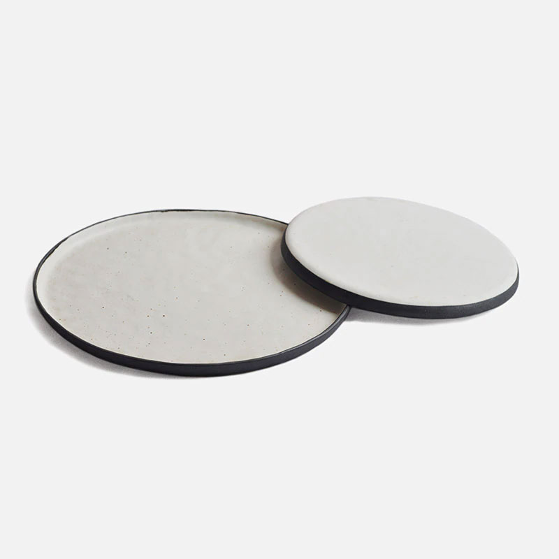 tableware Tausi creative dish tray plate thick round fruit plate ceramic flat white ink