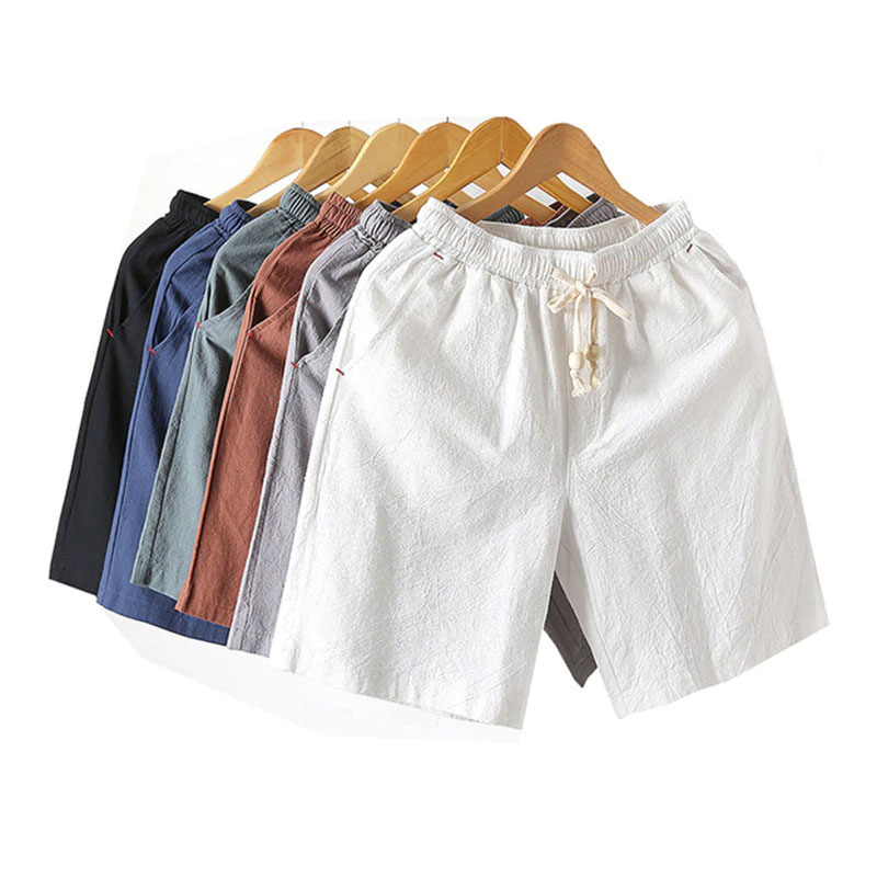 2019 New Men's Solid Flax Shorts Chinese Style Linen Solid Color Short trousers Male Summer Breathable Flax Shorts Plus Size 5XL