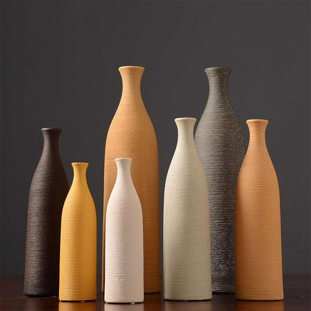 Nordic Dried Flower Ceramic Vase Simple Desktop Art Decoration Ornaments Living Room Table Flower Decoration Container