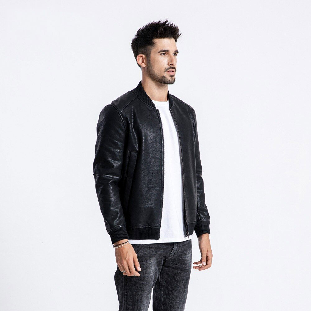 SIMWOOD Winter New Bomber Leather Jacket Men Fashion Warm Fleece Casual Outerwear Classical Coats High Quality Clothes  180558
