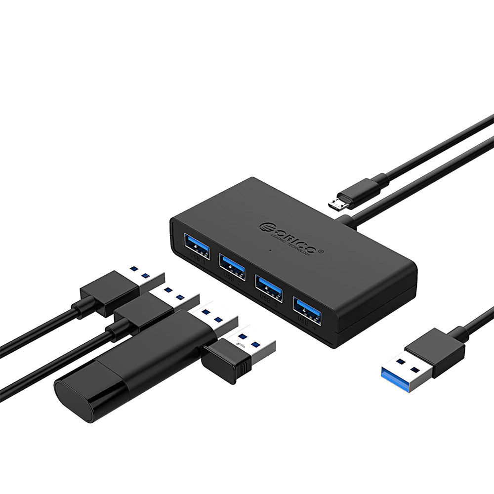 ORICO Mini USB 3.0 HUB 4 Port Power Supply OTG  with Micro USB Power Interface for MacBook Laptop Tablet Computer OTG USB HUB