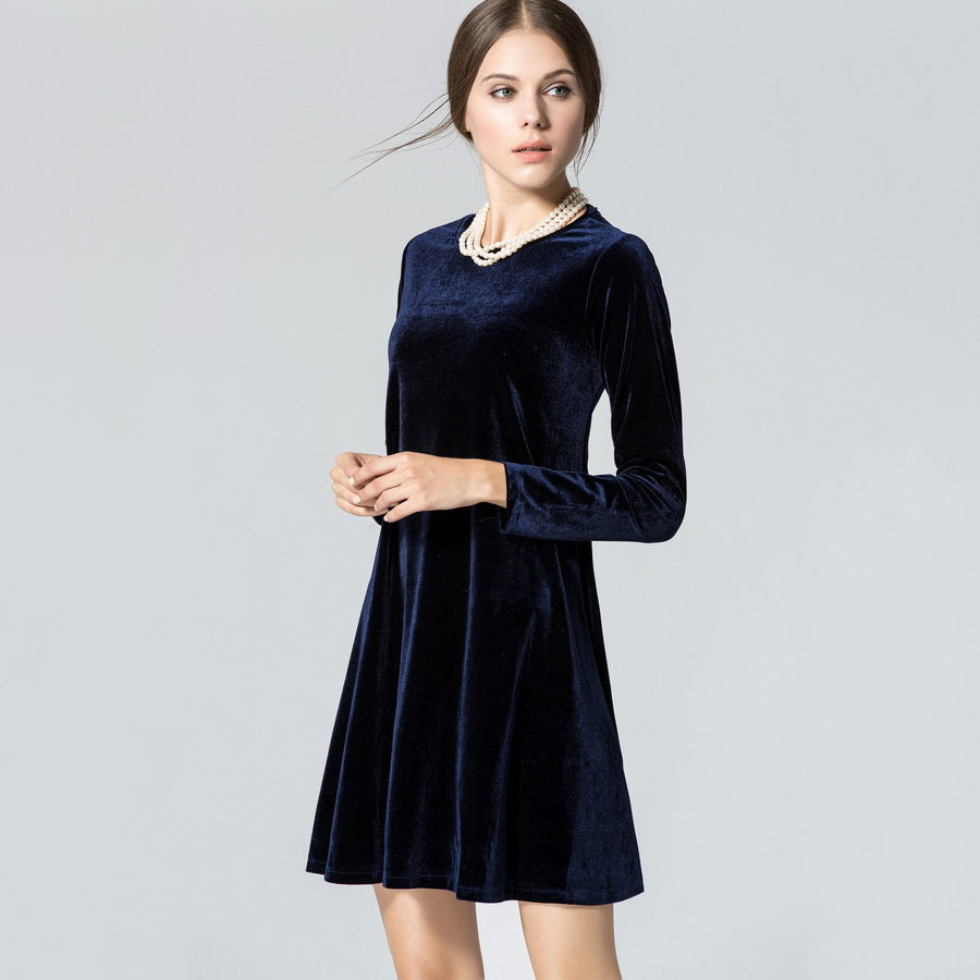 Long Sleeve Women Velvet Dresses Elegant Spring Winter Slim Fashion Casual Vestidos Wine Red Blue Robe Gowns Clothing