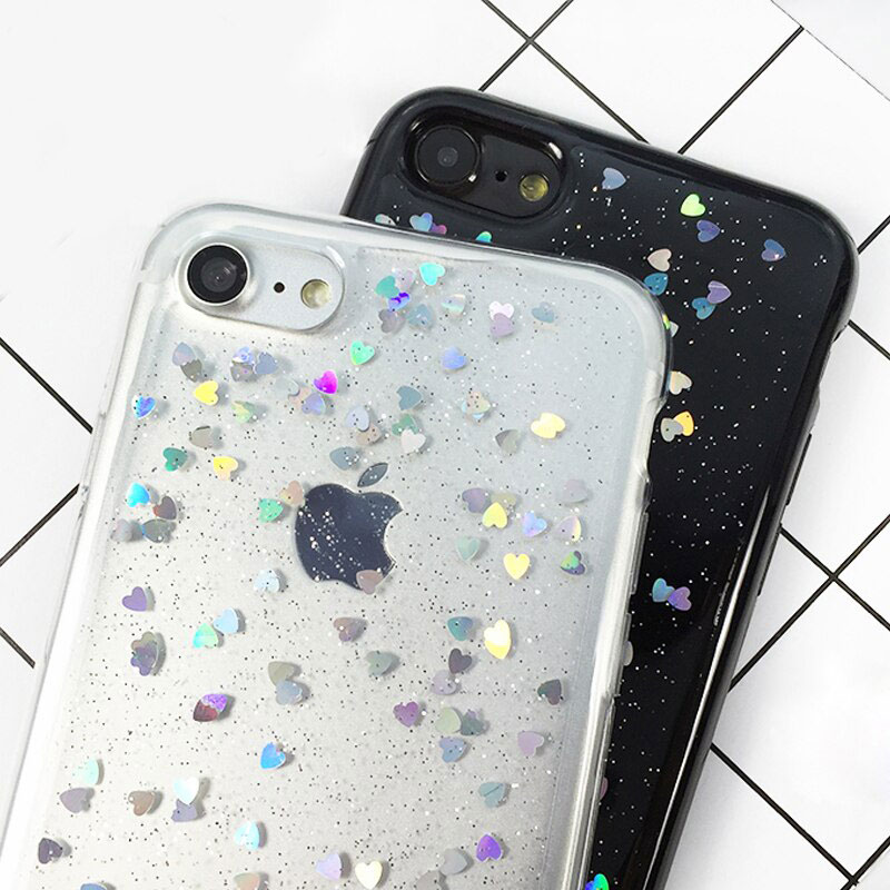 LACK Fashion Bling Glitter Case For iphone 11 11Pro Max 6 6S 7 7 PLus X XS XR Back Cover  Love Heart Shining Powder Phone Cases