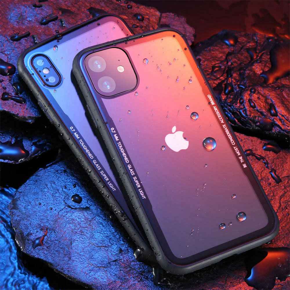CASEIER Tempered Glass Phone Case For iPhone 11 Pro XS Max XR Cases For iPhone X XS Max XR 7 8 Plus Case Funda Cover Accessories