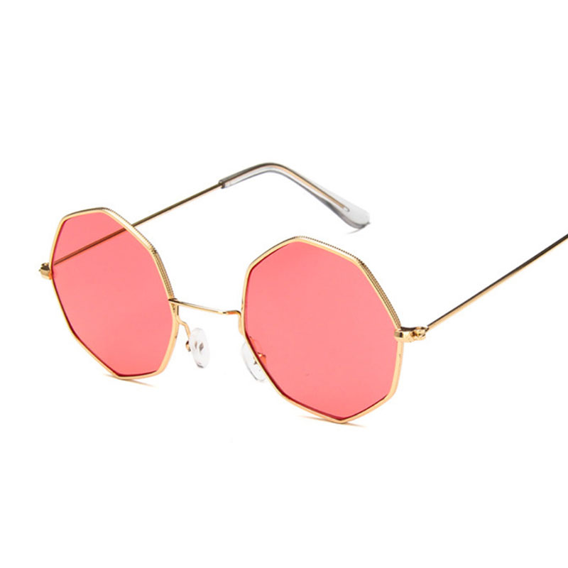 Octagon Yellow Red Round Sun Glasses for Women Mirror Retro Luxury Oval Small Sunglasses Women Brand Designer Oculos De Sol