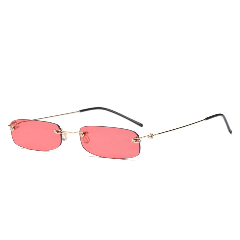 ZUCZUUG Rectangle Rimless Sunglasses Women Brand Design Lightweight Small Frame Sun Glasses Red Orange Lens Rimless Eyewear