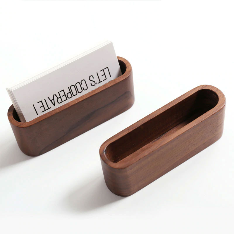 2pcs/lot Creative Wooden Business Card  Box Name Card Holder Desktop Display Stands