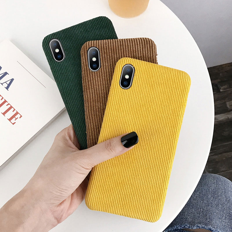 USLION Corduroy Cloth Texture Phone Case For iPhone 11 Pro X XR XS Max Cases For iPhone 7 8 6 6s Plus Warm Fuzzy Hard PC Cover