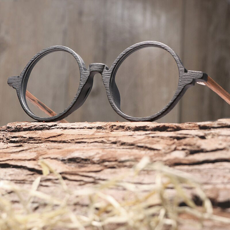 AZB Retro Optical Glasses Frame Wood Men Women Brand Design Eyeglasses frames with lens Wooden Glain Glasses Spectacles