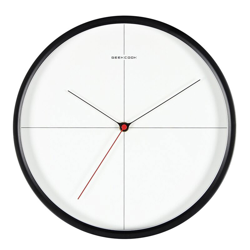 High Quality 12inch Black white Simple Style Glass Surface Modern Metal Wall Clock Watches Clocks Creative Design Accurate Round
