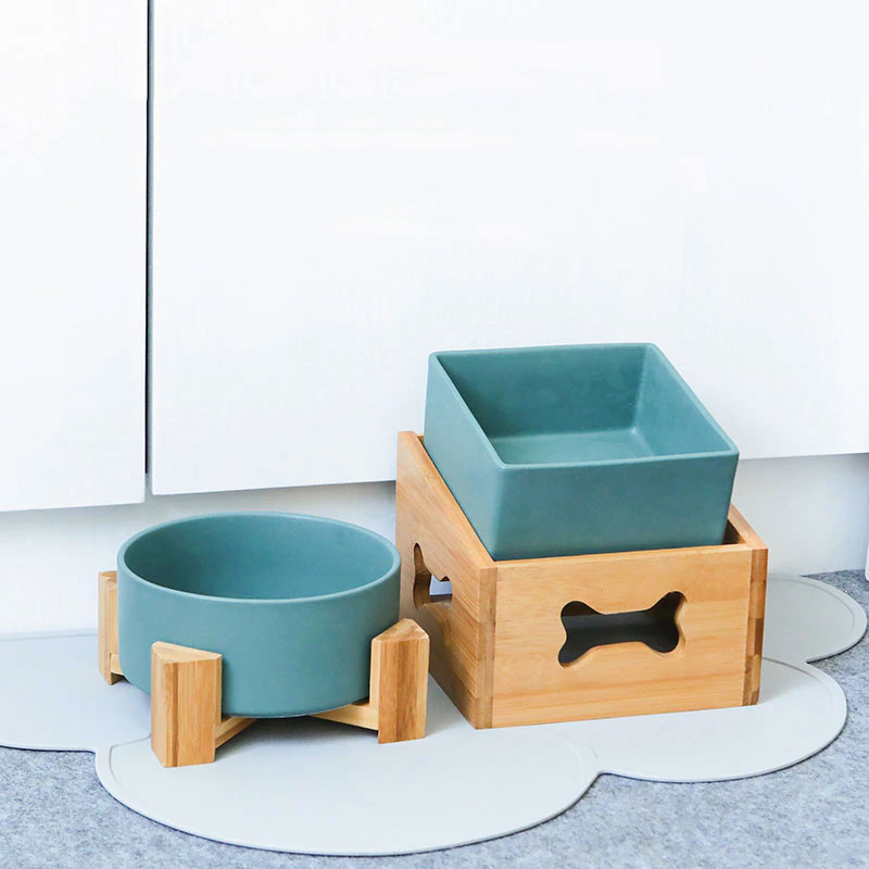 Ceramic Dog Cat pet Puppy Bowl Feeding Feeder Water Bowl Detachable Height Adjustable High Capacity Single And Double Bowl