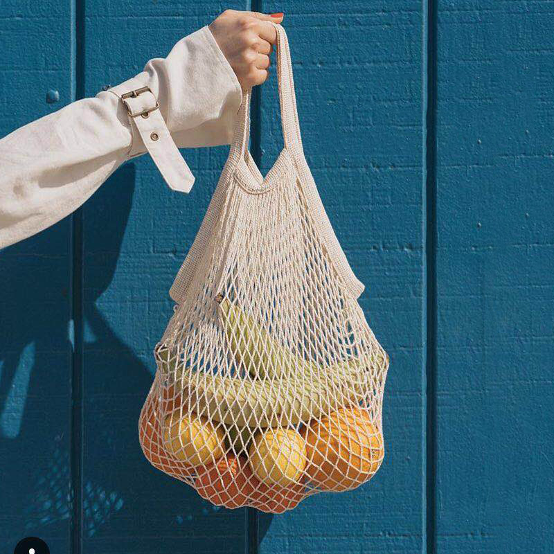 1PCS  Large Cotton Totes Shopping Bags foldable Mesh Net String Shopping Bag Reusable Shopping bags Fruit Storage Handbag